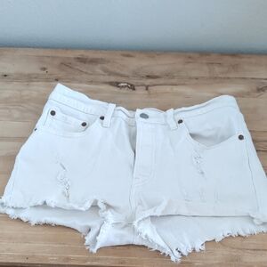 Levi's White Distressed Cutoff Denim Shorts